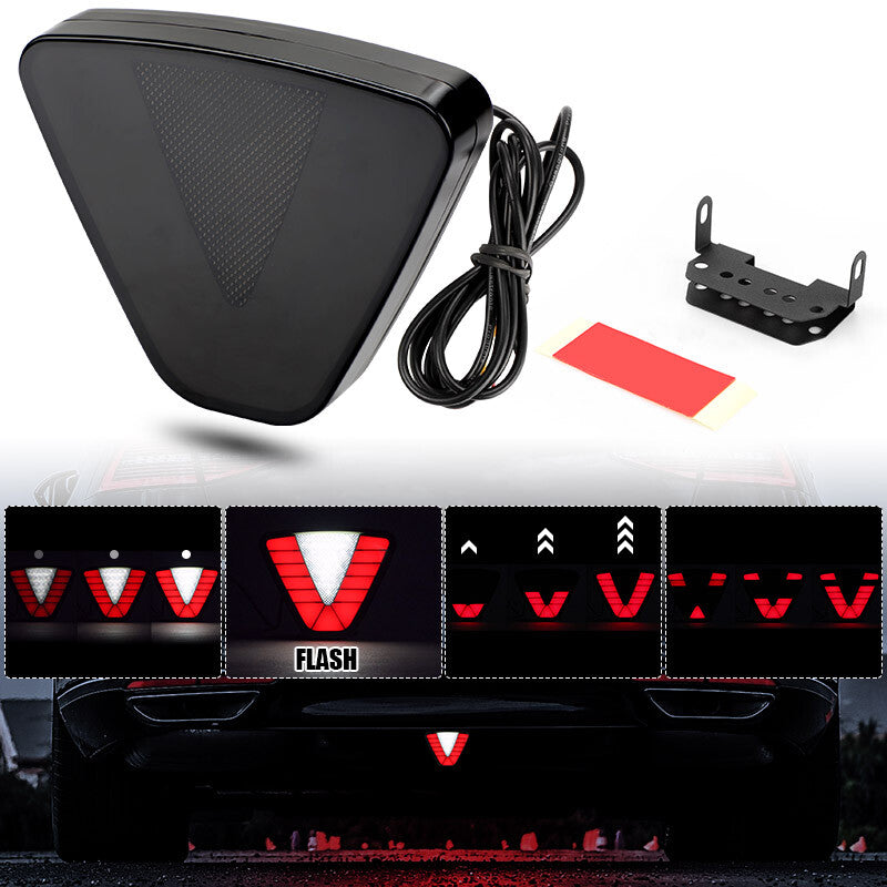 Universal F1 Style LED Strobe Rear Bumper Stop Tail Lamp Triangle Brake Light