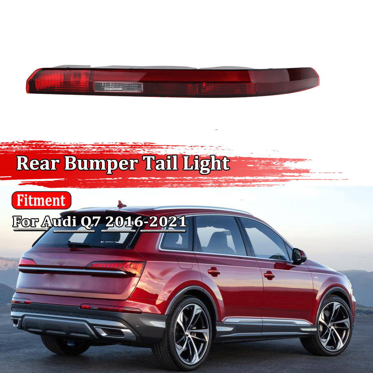 Right rear bumper lower taillight strip with 5 bulbs for Audi Q7 2016 - 2021