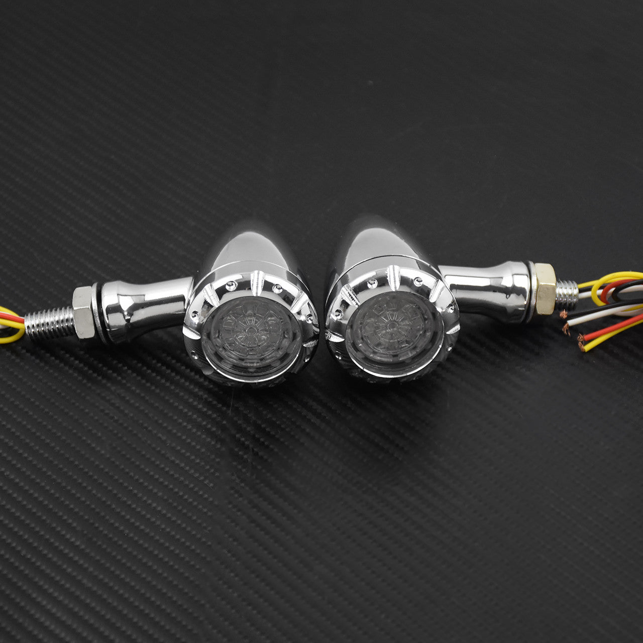 10mm Chrome LED Brake Blinker Light Turn Signal Fit for Harley Chopper 2 pcs