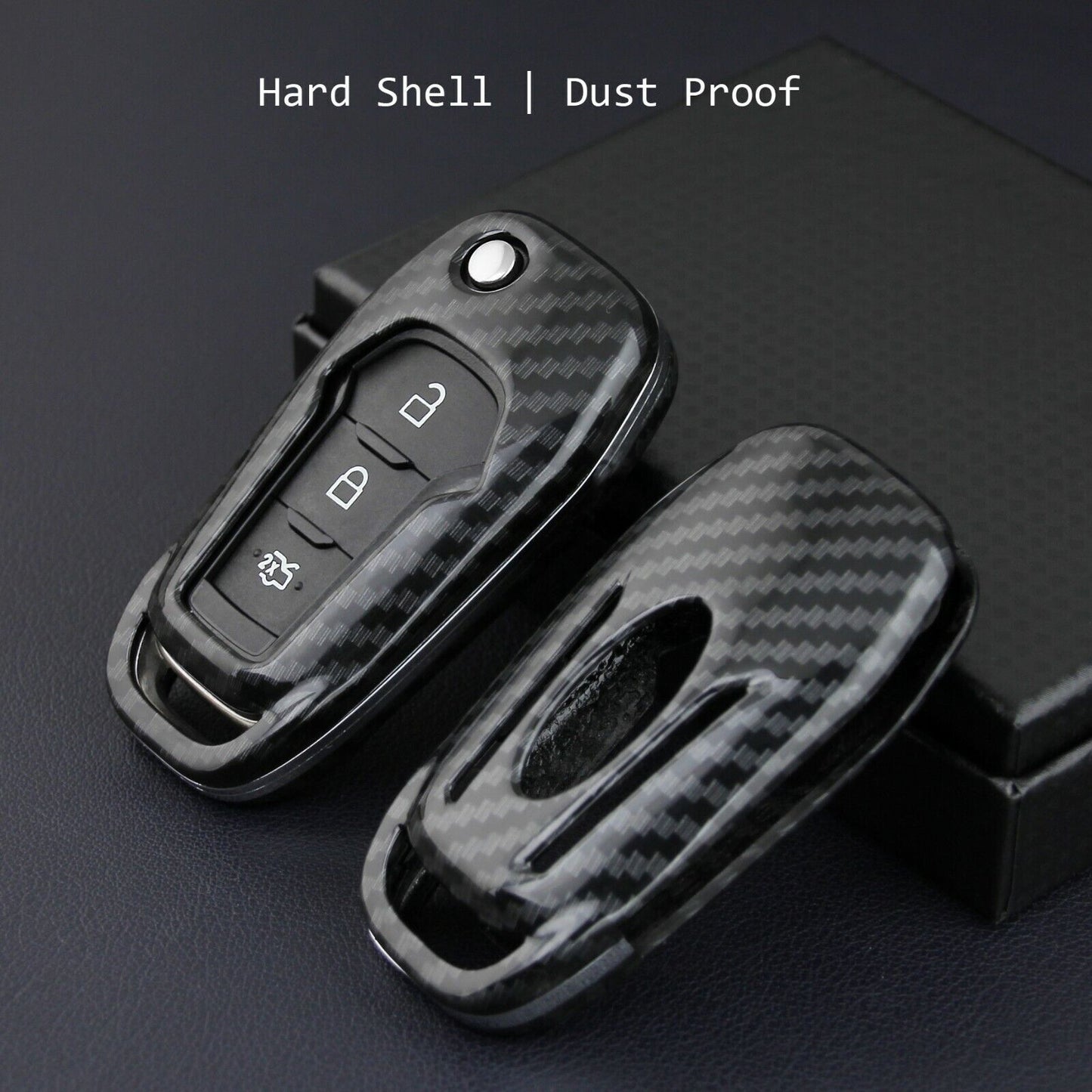 Carbon Fiber Flip Key Shell Cover Fob Case for Ford Explorer F150 Mondeo Ranger