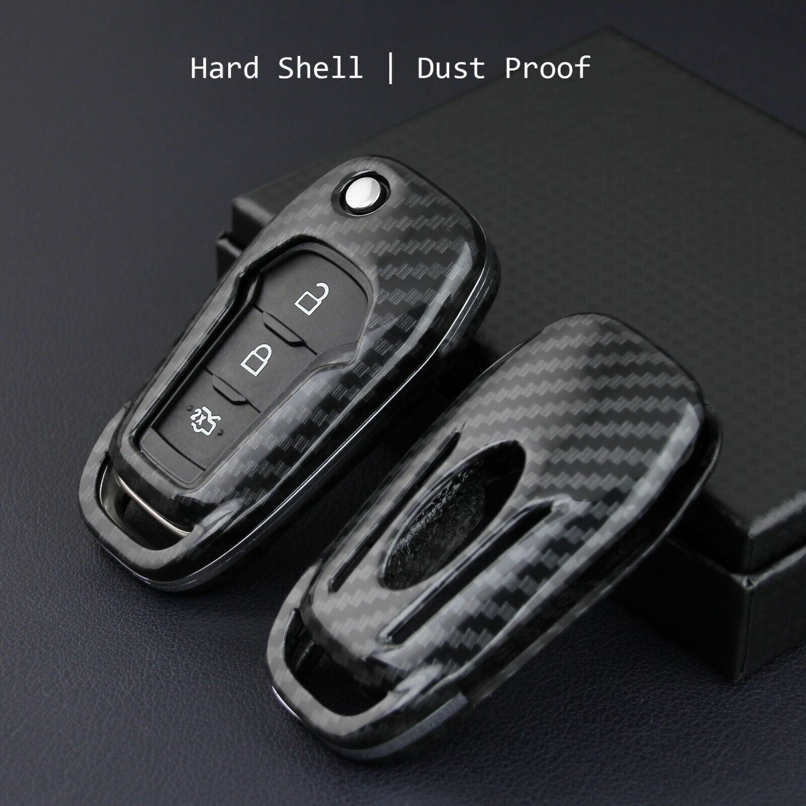 Carbon Fiber Flip Key Shell Cover Fob Case for Ford Explorer F150 Mondeo Ranger
