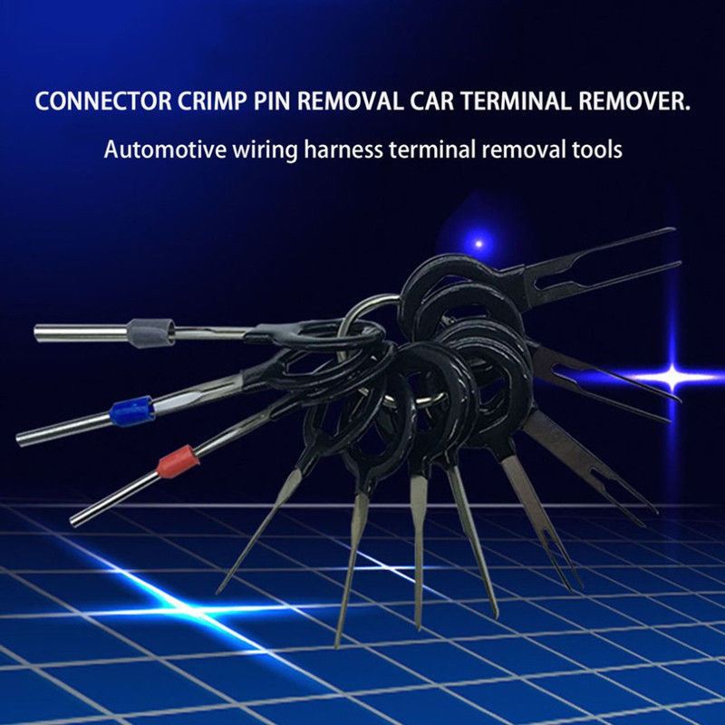 11Pcs Metal Car Wire Extractor Removal Key Terminal Connector Crimp PinTool Kit