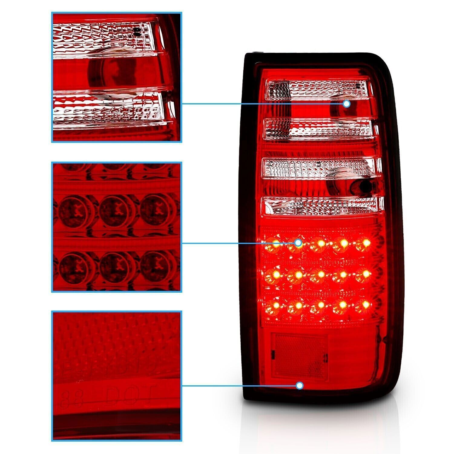 2X LED Taillights Lamp Clear Red for Toyota for Land Cruiser LC80 FJ80 4500 90-1997