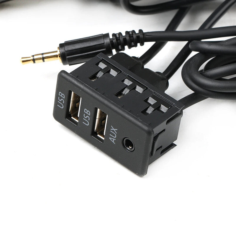 Car AUX Dash Mount USB Port Panel Interface Extension Cable Adapter PhoneCharger