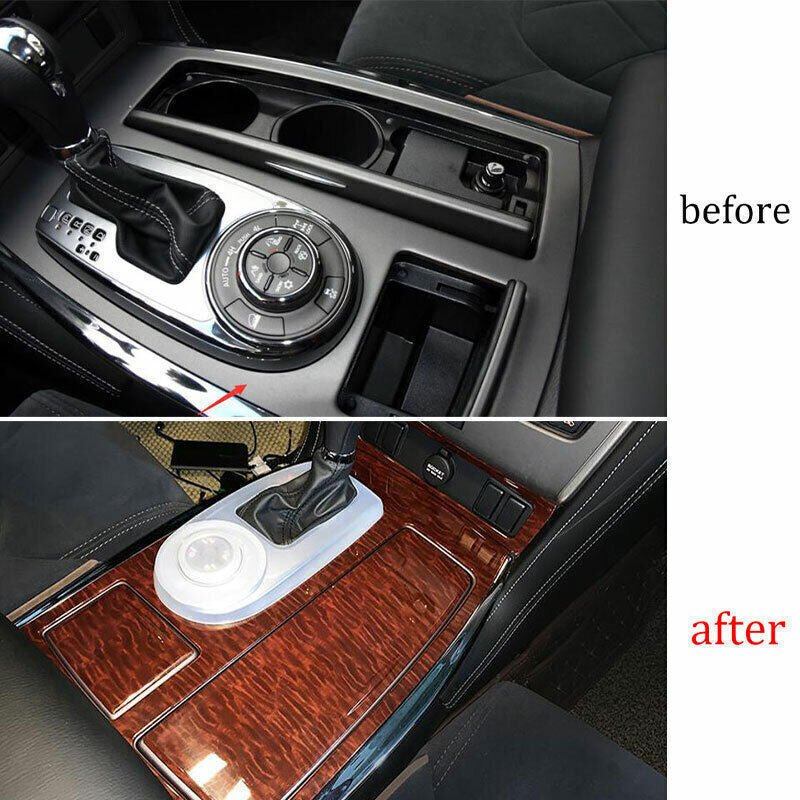 Console Gear Shift Frame Cover Trim for Nissan Armada Y62 2017-20 Red Wood Grain