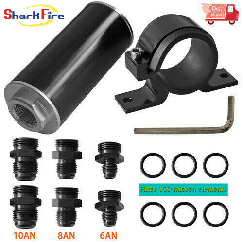 50mm air filter, 100m cleanable direct-discharge fuel filter separator, 6/8/10AN adapter