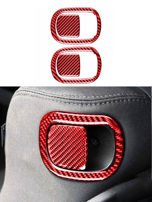 Red 4Pcs for Seat Back Trim Cover Decor Carbon Fiber for Dodge for Challenger 2015-2020