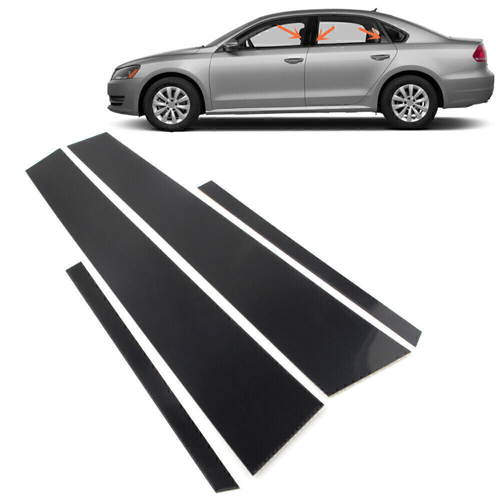 for VW for Jetta 2012-18 Sedan Piano Black Pillar Posts Door Window Molding Strip 6P