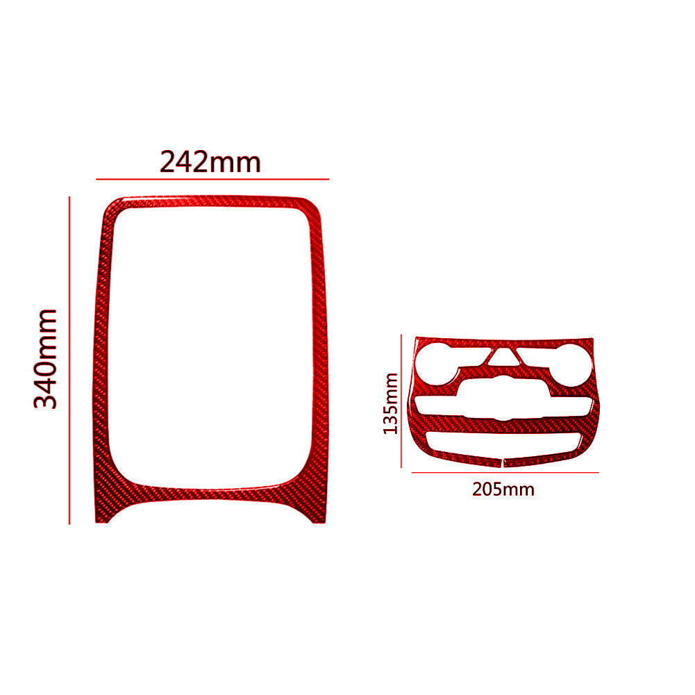 Red Carbon Fiber Central Console Panel Frame Trim for Dodge Durango 14-20 Type A