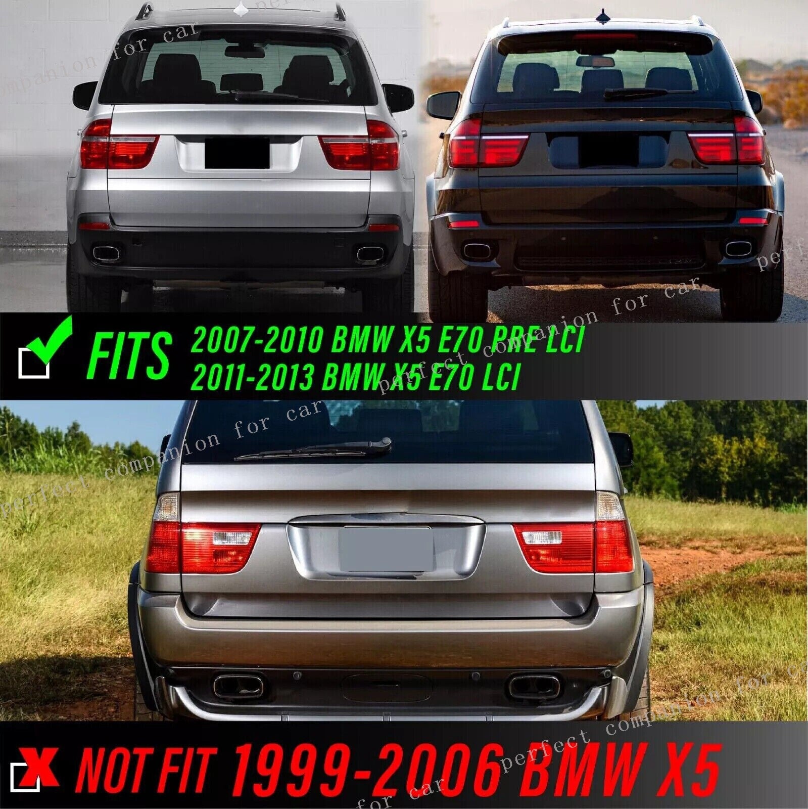 One set of LED taillights and rear brake lights in smoked black, suitable for BMW X5 E70 2007, 2008-2013.