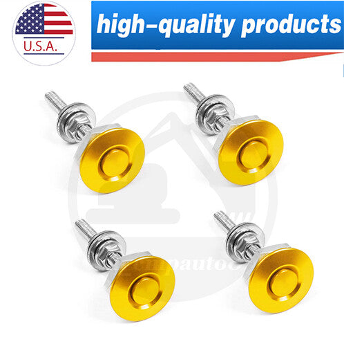 4x Golden Bumper Quick Release Fasteners Set For Car Trunk Fender Hatch Lid