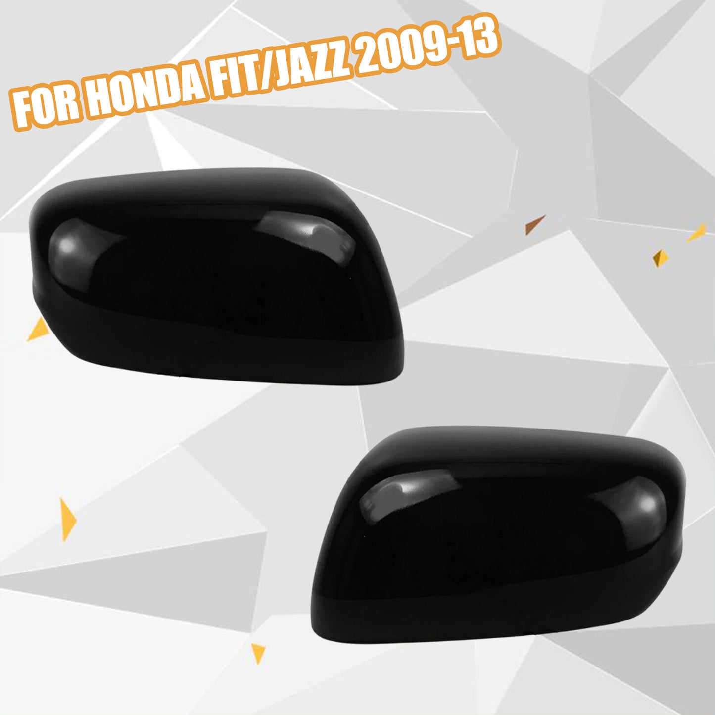 2-Piece Black Left + Right Side Mirror Covers for 2009-13 for Honda Fit/Jazz