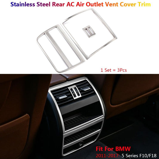 Stainless Steel for BMW 5 Series F10 Car Rear for Seat Air Vent Outlet AC Cover Trim