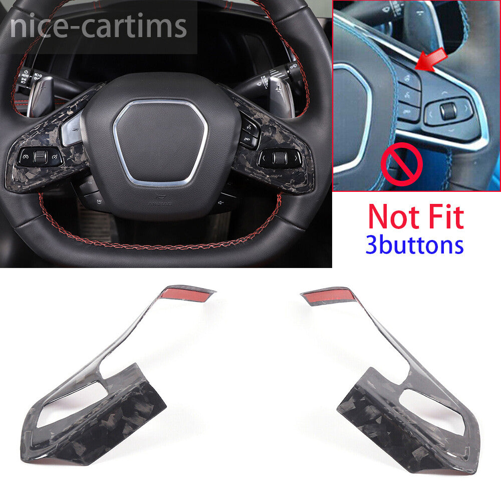 Forged Carbon Fiber Steering Wheel Button Trim for Chevrolet for Corvette C8 2020-23
