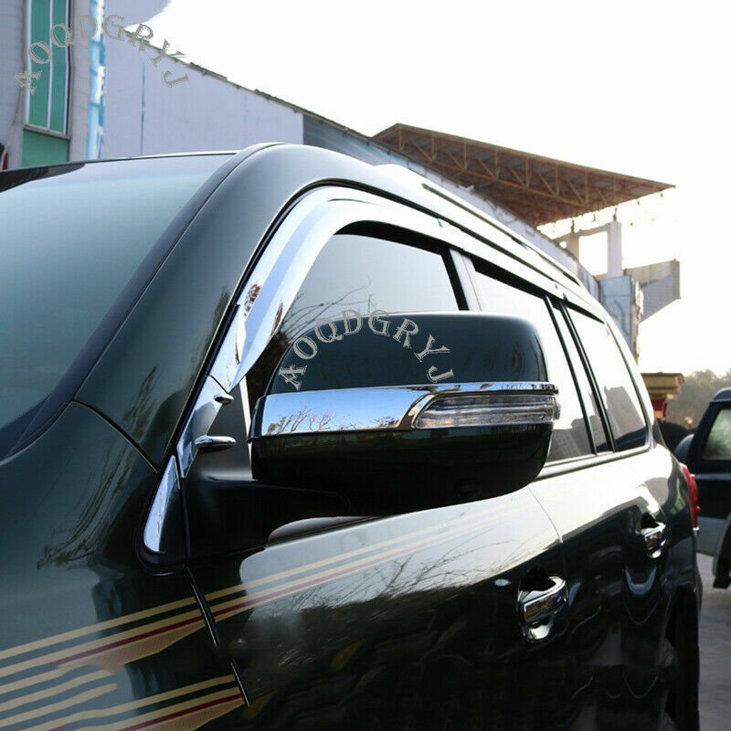 New Chrome Side Window Wind Deflector Visor Rain Guard for Land Cruiser 2008-21