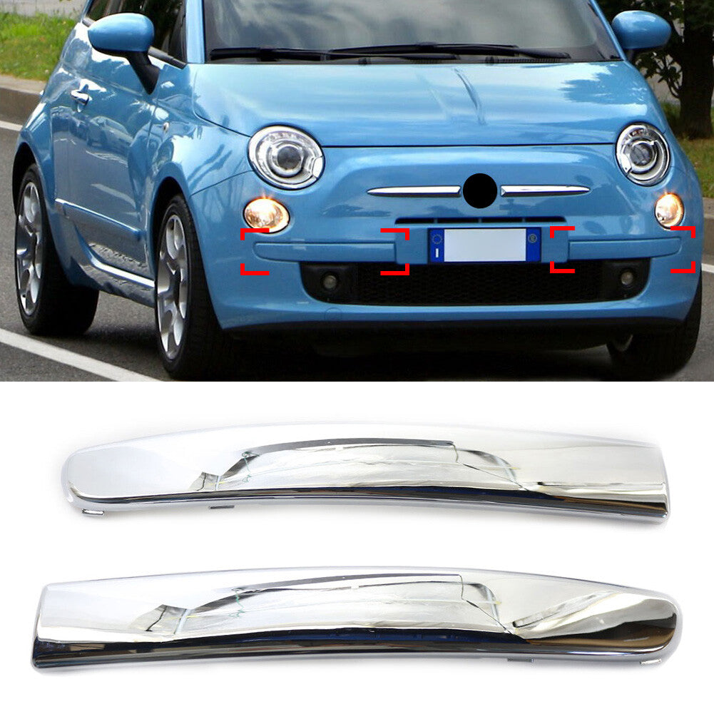 2pcs Front Bumper Moulding Trim Left  Right Set Chrome for FIAT 500 2007-2015