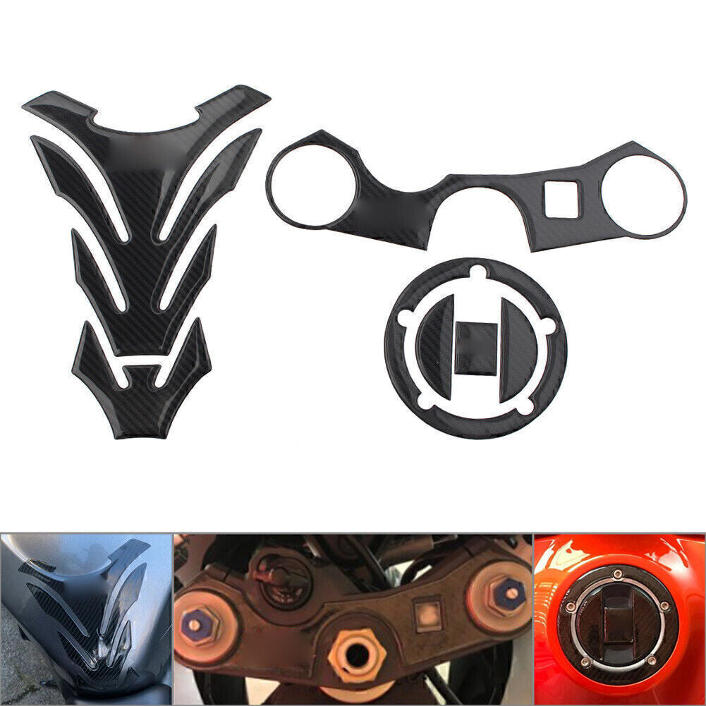 For GSXR 1000 750 600 Protector 3D Decal Gas Tank Pad Stickers Real Carbon Fiber