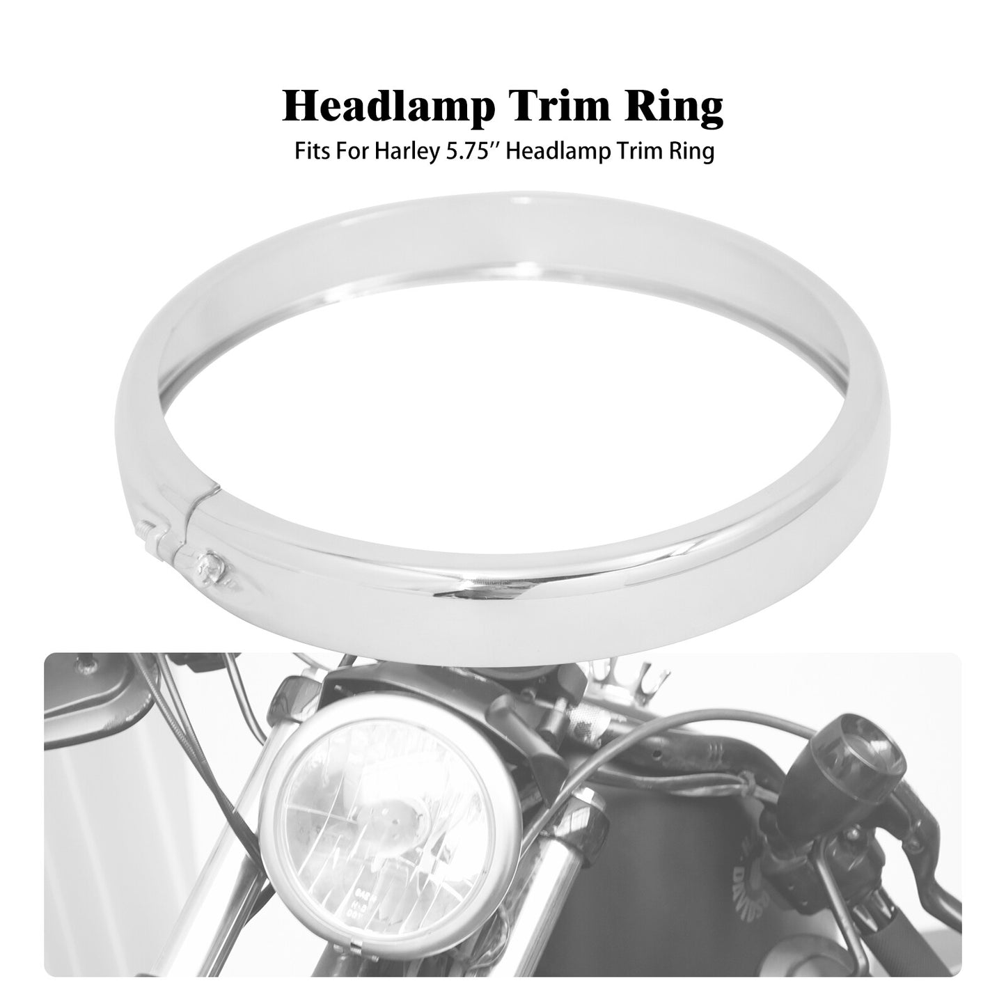 5.75Chrome Headlight Headlamp Trim Ring Fit for Harley Softail Street Bob 18-23