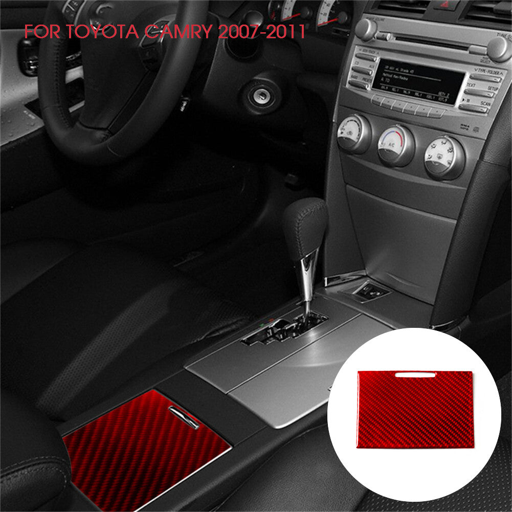 Red Carbon Fiber Storage Door Panel Cover Trim for Toyota for Camry 2007-2009