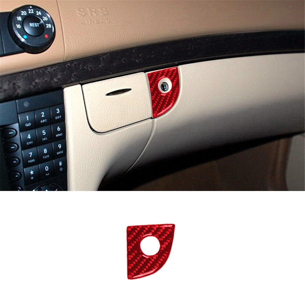 Red Carbon Fiber Glove Box Handle Cover Trim for Mercedes-Benz E-Class W211