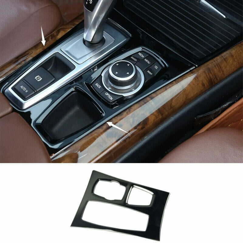 for BMW X5 X6 E70 2010-2013 Gloss Black Inner Console Gear Shift Cover Trim 1PCS