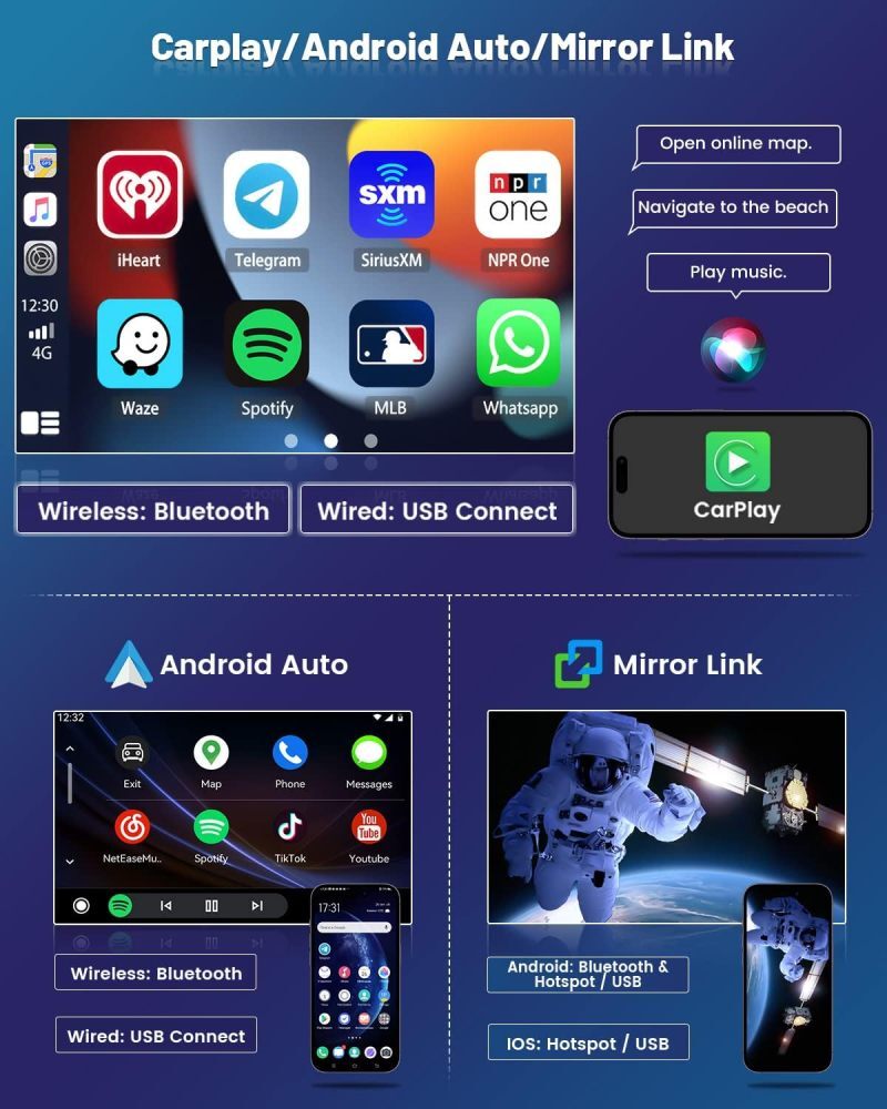 Android CarPlay Car Stereo for Jeep for Wrangler JK 2007-2018 GPS BT Radio with Camera
