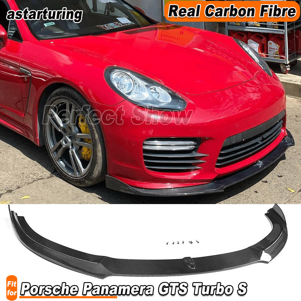 for Porsche for Panamera GTS Turbo S 2014-2016 REAL Carbon Front Bumper Lip Spoiler