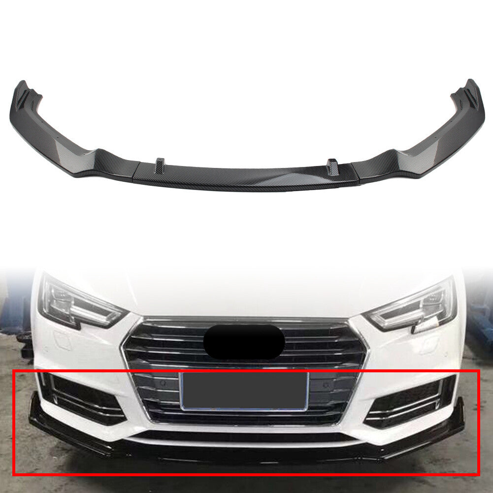 Front Bumper Lips Spoiler Kit Carbon Fiber Fit for Audi A4 2017-2019 Car
