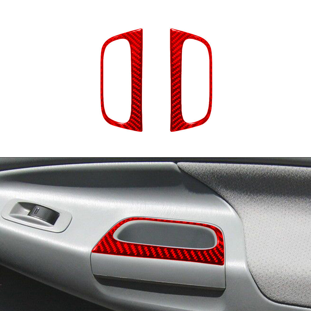 Red Rear Door Armrest Trim Cover Decor Carbon Fiber for Toyota Tacoma 2012-2015