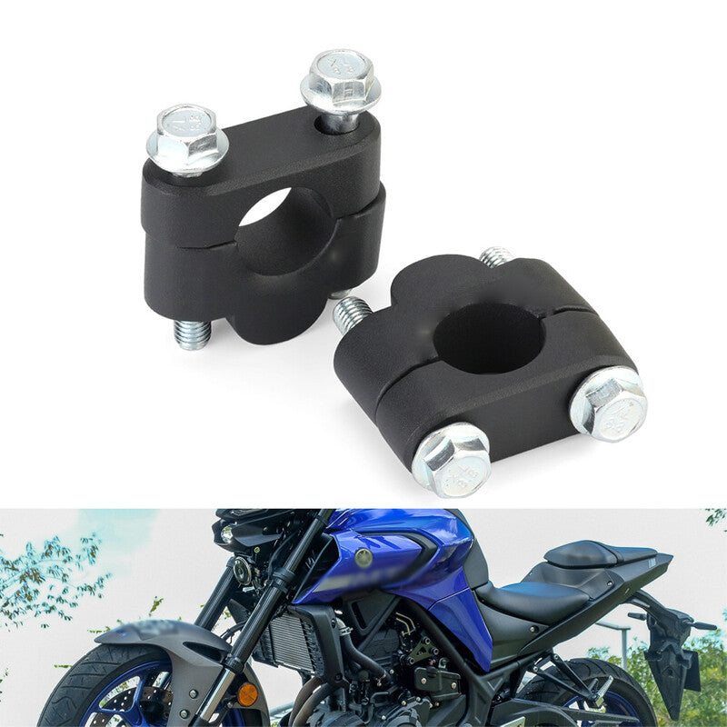 7/8 inch 22 mm Motorcycle Handlebar Stem Mounting Clip Adapter Black 2-Piece