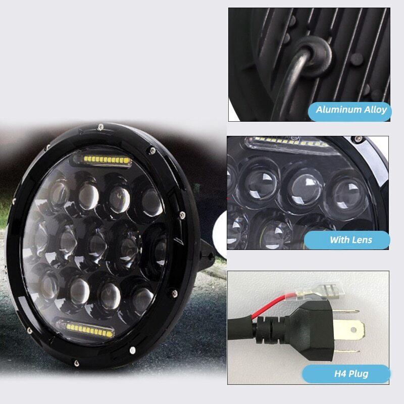 2x 7 inch LED for Harley-Davidson for Jeep for Yamaha Motorcycle Headlight DRL High Low
