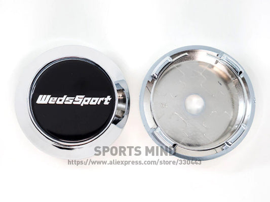4x64mm Weds Sport badge wheel center cap hubcap rim cap badge black chrome-plated