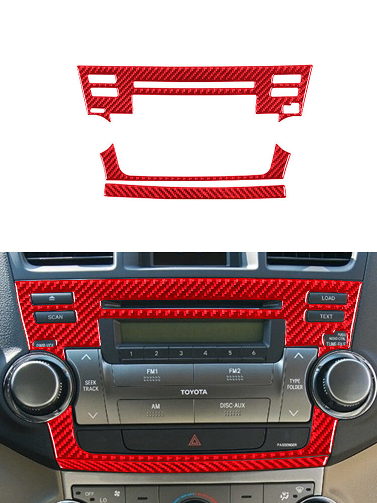 for Toyota Highlander 2008-2013 Radio Frame Trim Cover Carbon Fiber Type A Red