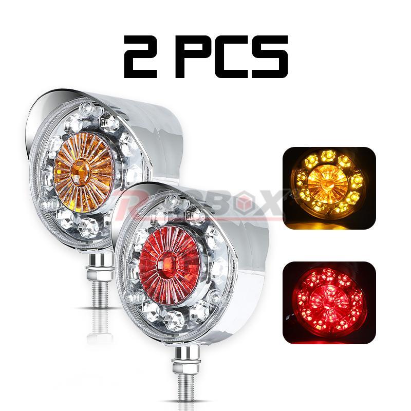 2X Round LED Double Face Side Marker Turn Signal Semi Truck Fender Brake Light