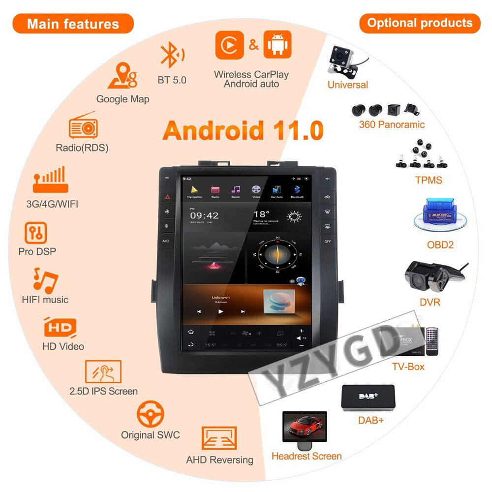 Android for Toyota Highlander 2014-2018 CarPlay Car Radio 2Din Receiver Screen