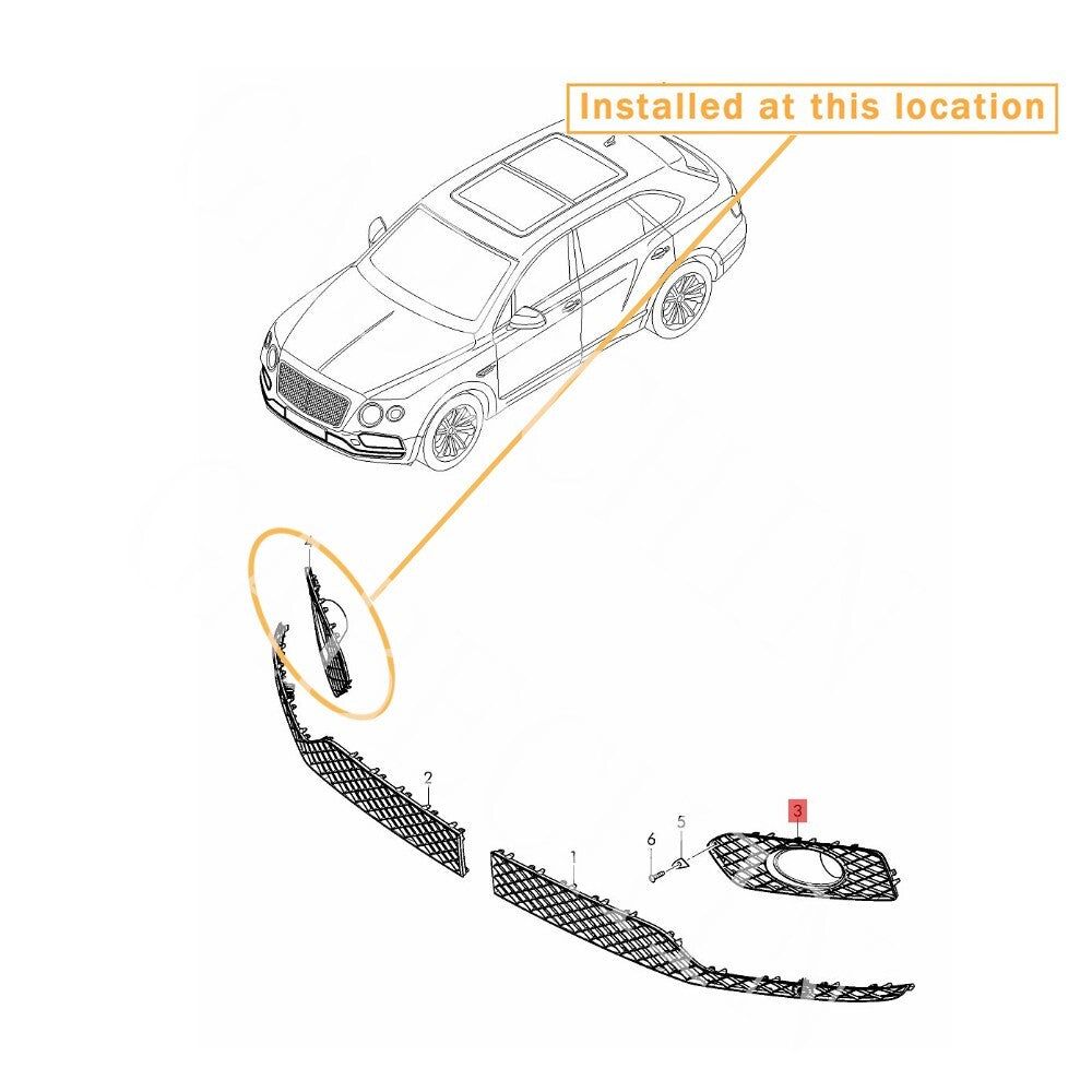 Suitable for Bentley for Bentayga bracket frame grille overpass routing right equipment manufacturer: 36A807346E