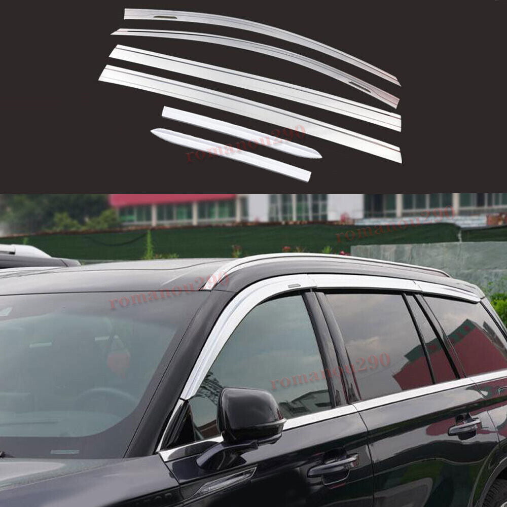 for Lincoln Aviator 20-23 Chrome Window Visor Vent Shades Sun Rain Guard Trim 6x