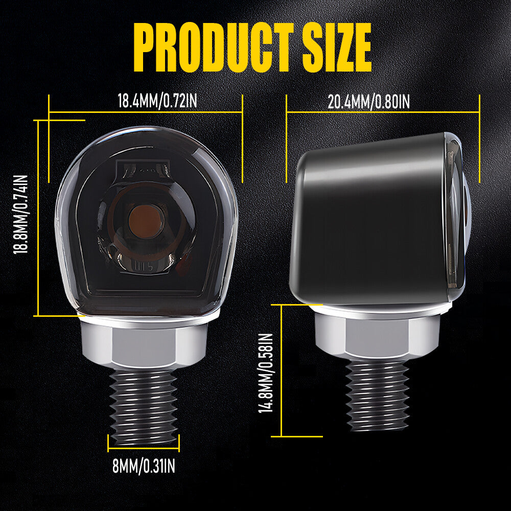 2X LED Turn Motorcycle Signals Indicator Amber Blinker Light Universal Lamp for Mini