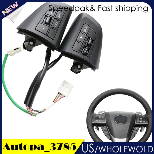 2PCS Steering Wheel Switch Control Button Black for Mazda CX-9 CX-7 Replacement