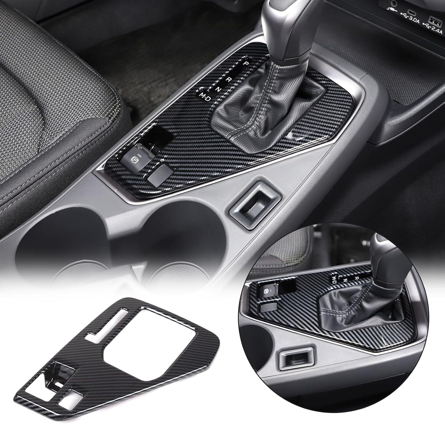 Carbon Fiber Style For 2023-2025 for Subaru Crosstrek Gear Shift Panel Cover Trim