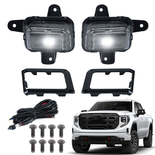 LED Fog Light For 2022-2024 for GMC for Sierra 1500 Front Driving Lamp W/Cover Wire 1set