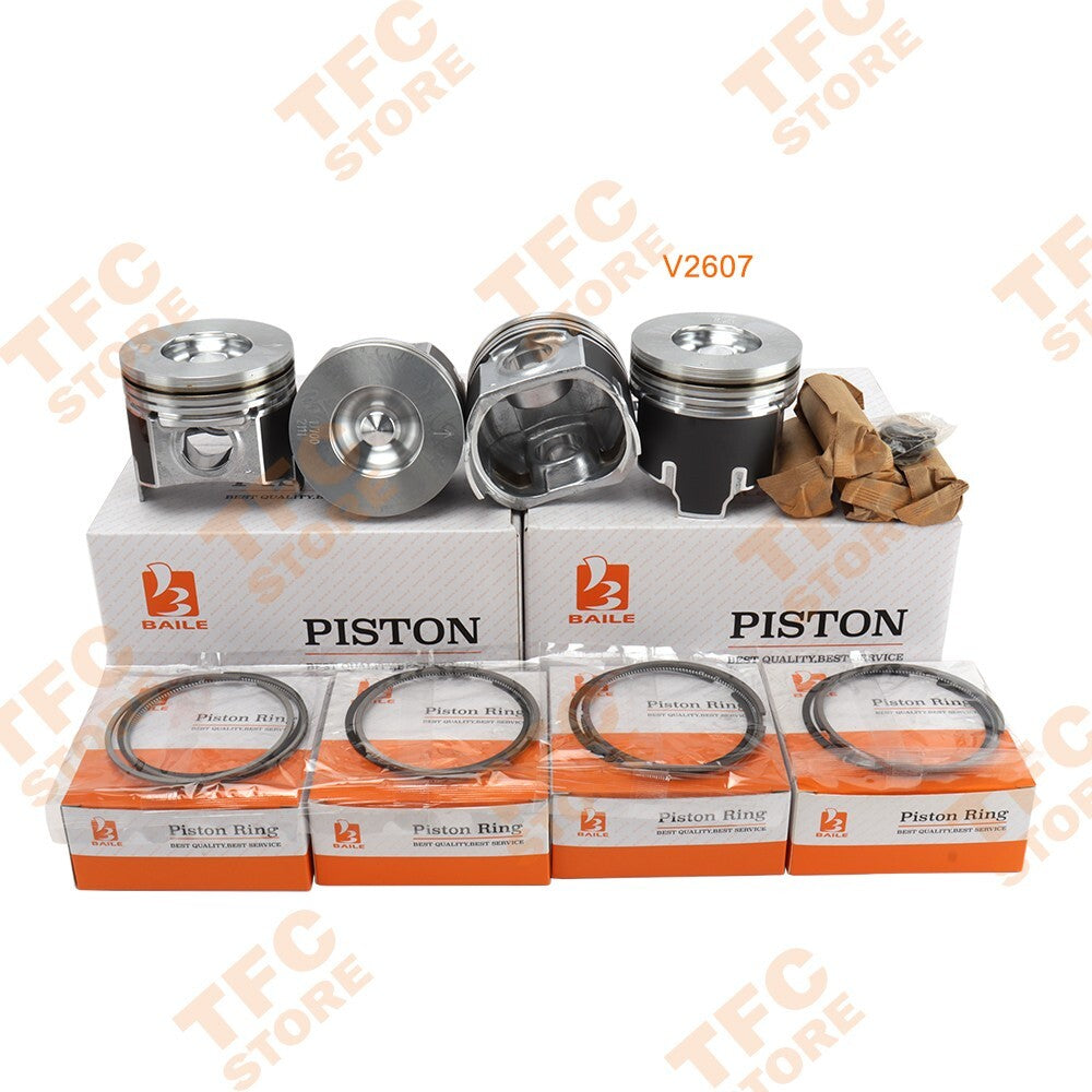 4Pcs Piston With Piston Ring For Kubota V2607 1J700-2111 engine 45mm Dome
