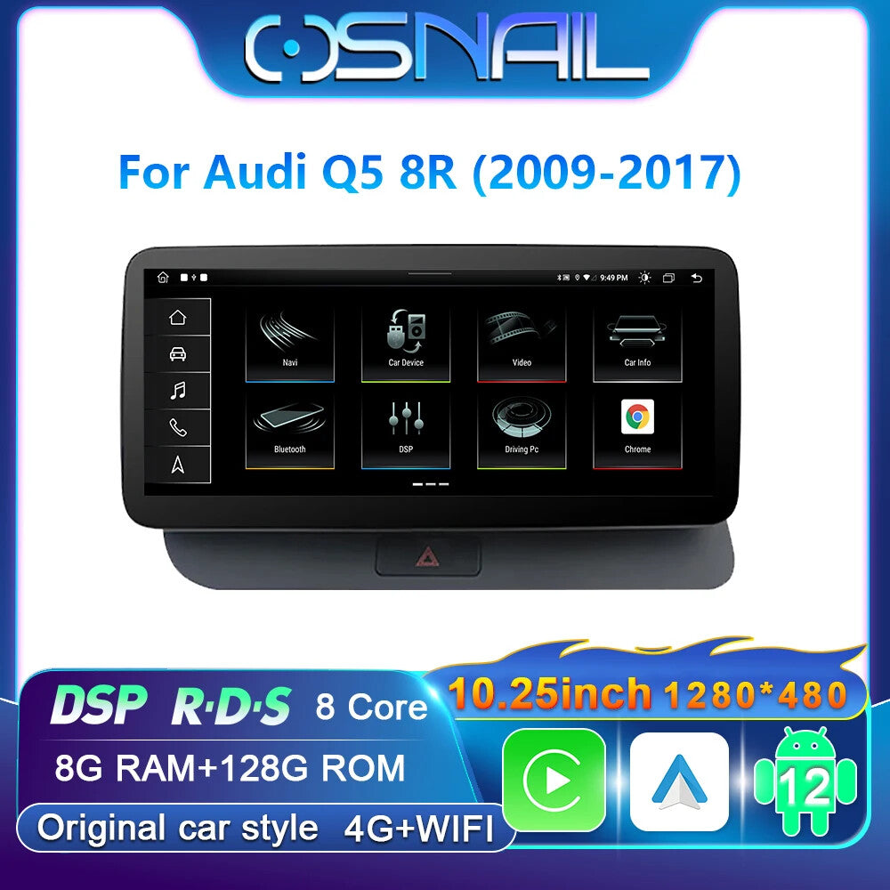 for Audi for Q5 8R 2009-2017 Car Radio CarPlay GPS Multimedia Player Stereo Screen