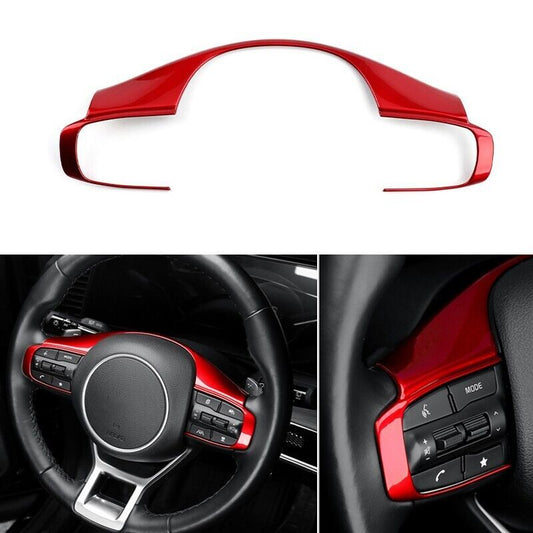 Shiny Red Interior Steering Wheel Frame Button Cover Trim for Kia K5 2021-23
