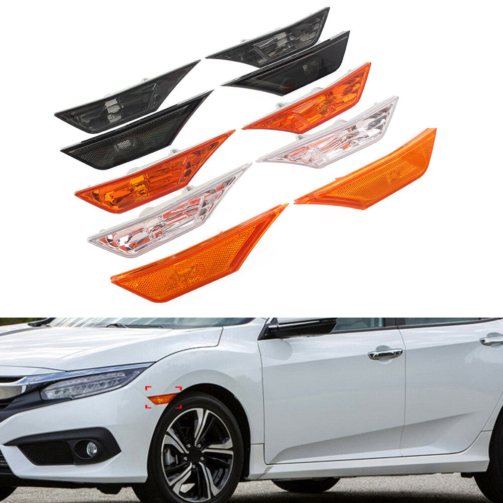 Pair Side Marker Lights Turn Signal Lamps W/LED Bulbs for Honda for Civic 2016-2021