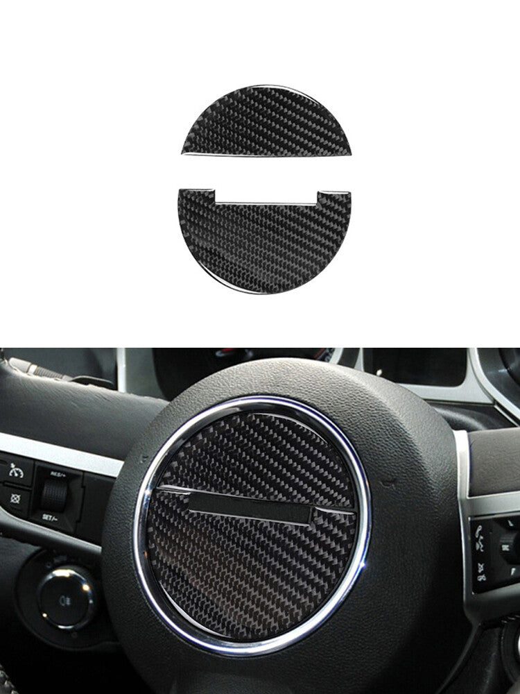 2Pcs Carbon Fiber Steering Wheel Panel Trim for Chevrolet Camaro 2010-2015