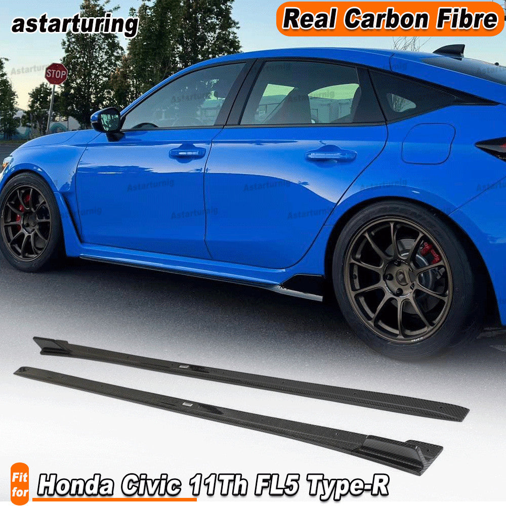 Fit for Honda for Civic Type R 2023UP REAL CARBON Side Skirts Extensions Lip Spoiler
