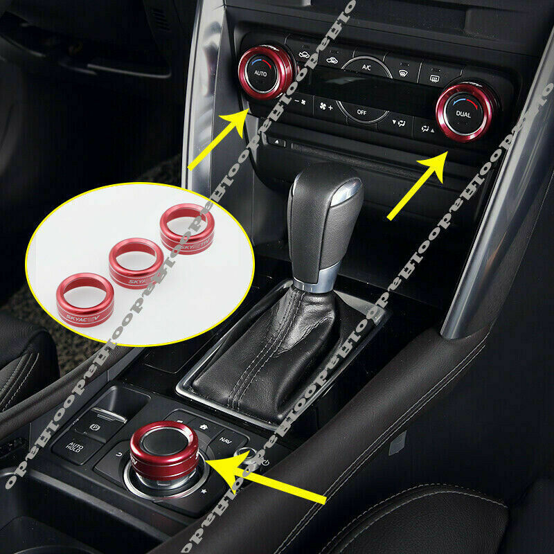 for Mazda CX-5 2017-2021 Red Inner Central Control AC Adjustment Knob Ring Trim