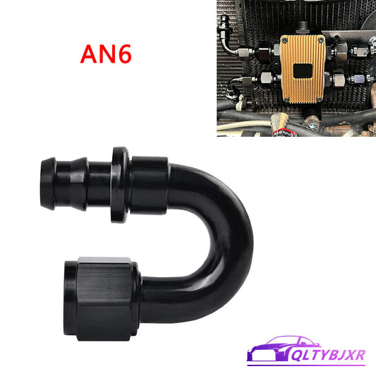 6AN AN6 180 Degree Push-On Hose End Fittings/Adapters Push Lock Barb Black