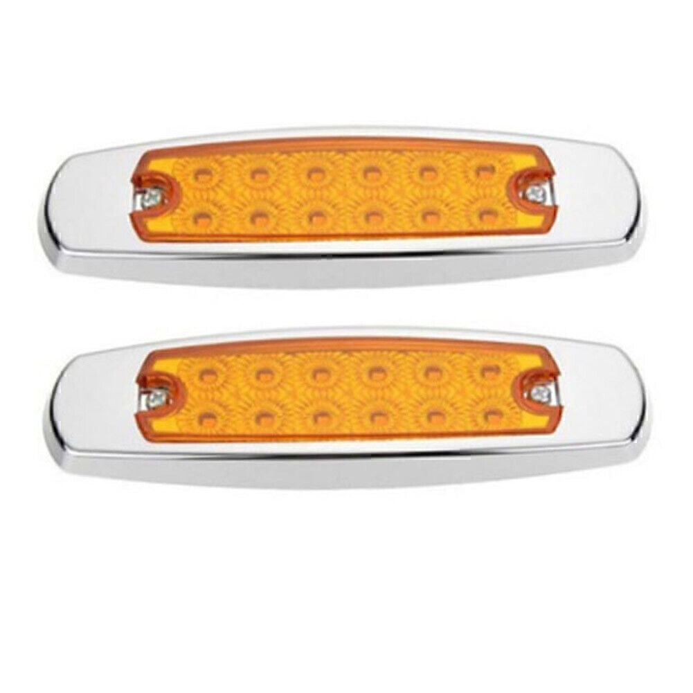 Amber 12LED Sealed Side Marker Clearance Light Fish Shape Trailer Left+Right